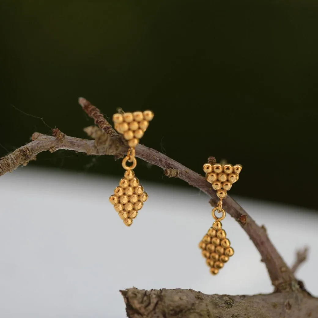 Ball Beaded Rhombus Earrings