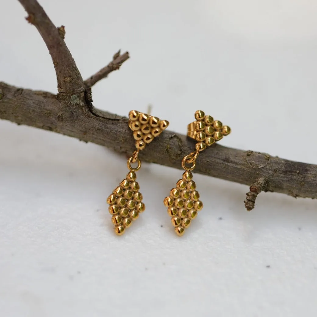 Ball Beaded Rhombus Earrings