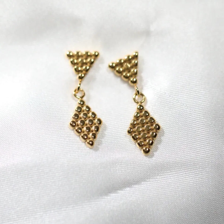 Ball Beaded Rhombus Earrings