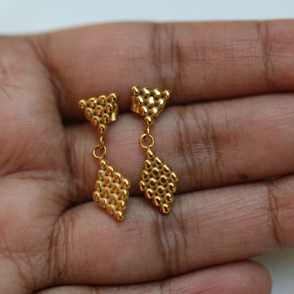Ball Beaded Rhombus Earrings