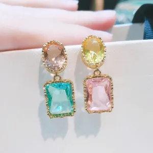 Beautiful Colorful Baroque Crystal Stones AB Style Earrings