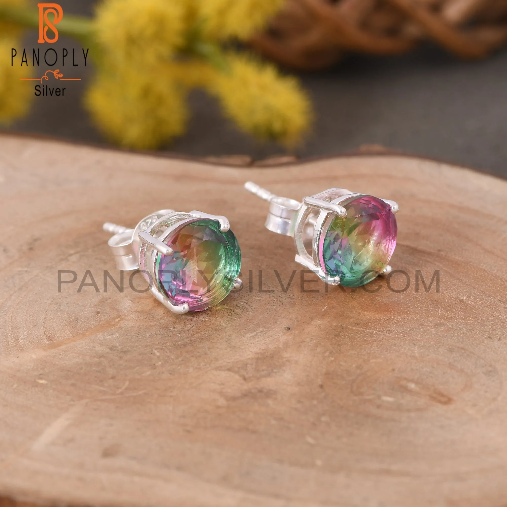 Bio Mystic Doublet Quartz Unique Cute Tiny Stud Earrings