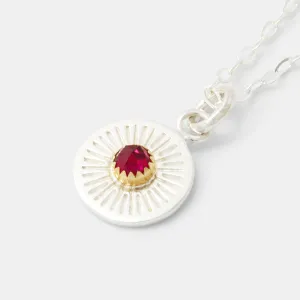Birthstone Silver Pendant: Ruby