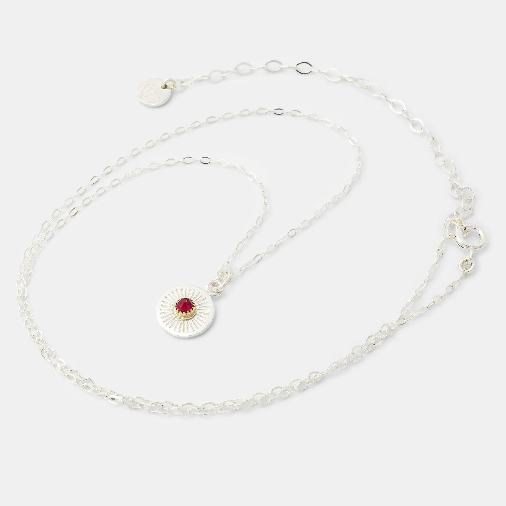 Birthstone Silver Pendant: Ruby