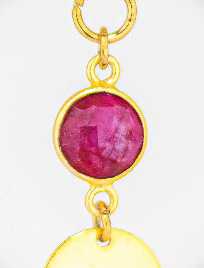 Boho Chic Red Quartz Dangle Earrings: Unique Gold Drop Earrings With Pink Gemstones