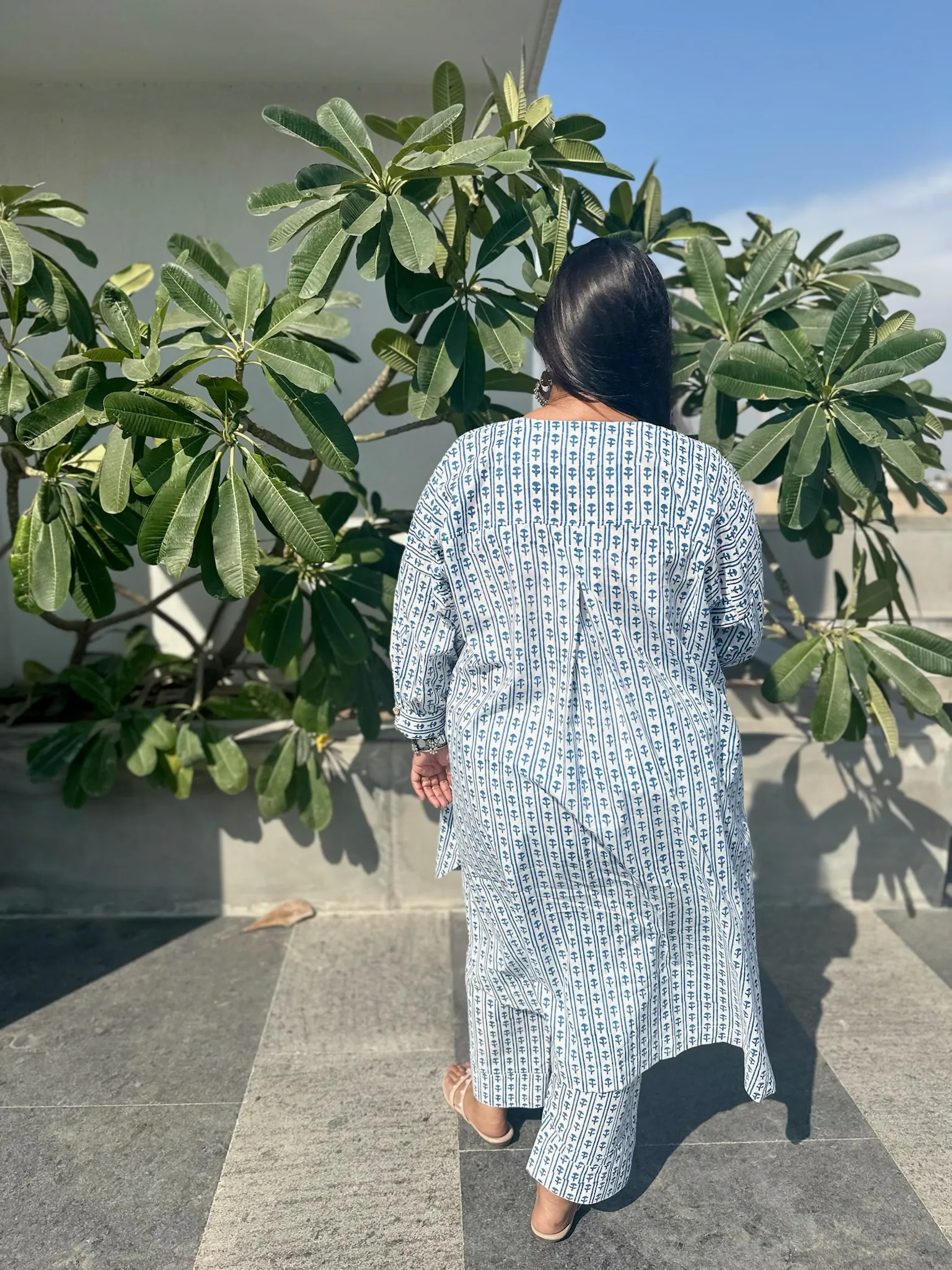 Boxy Blue Floral Stripe Co-ord Set
