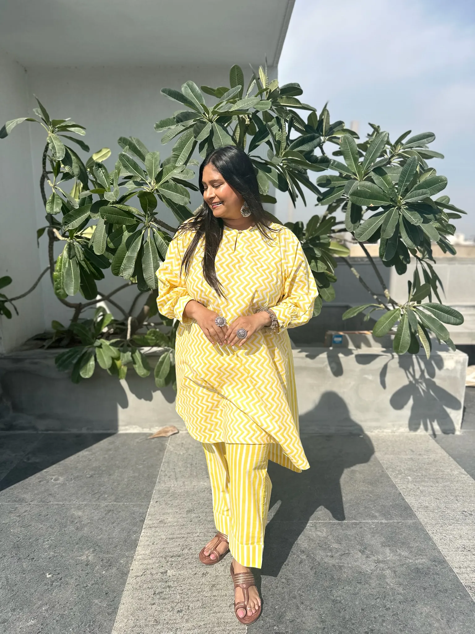 Boxy Yellow Striped Co-ord Set