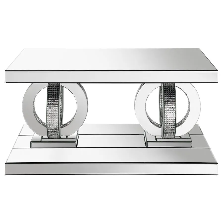 Breena Rectangular Mirrored Acrylic Coffee Table - Silver