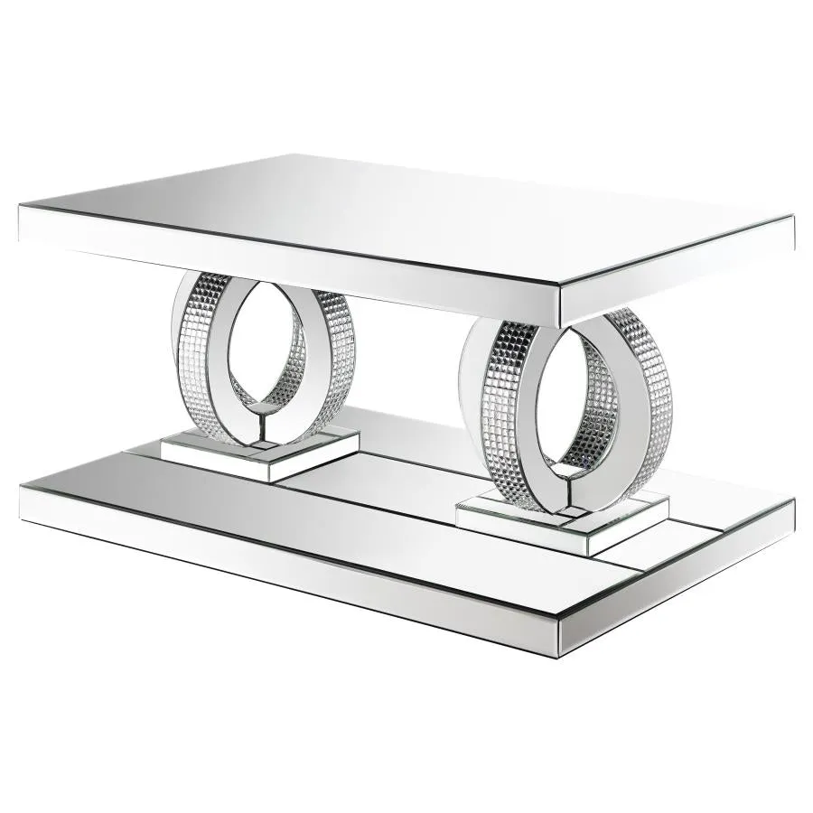 Breena Rectangular Mirrored Acrylic Coffee Table - Silver