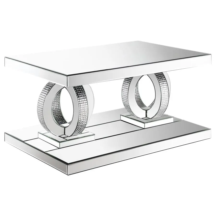 Breena Rectangular Mirrored Acrylic Coffee Table - Silver