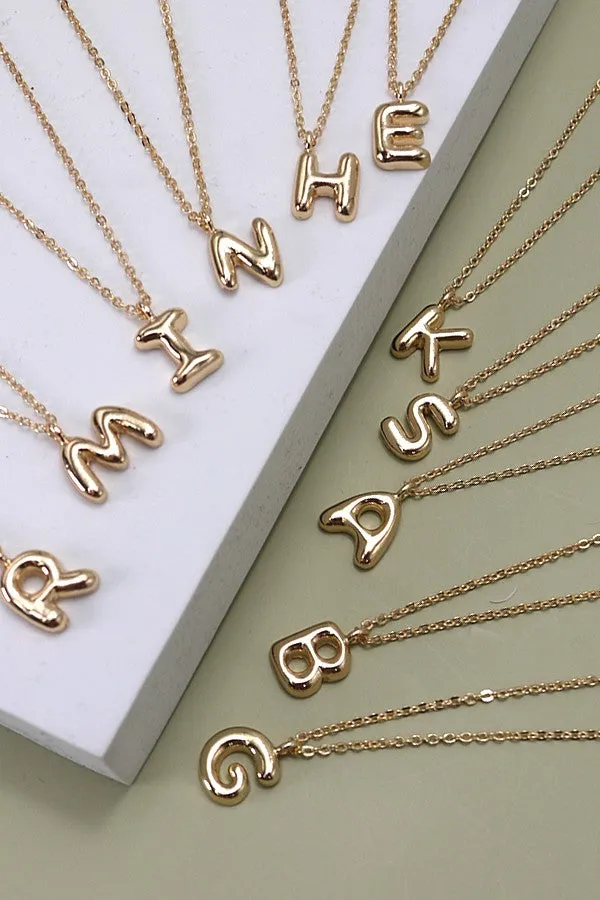 Bubble Gold Initial Necklaces