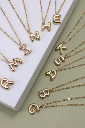 Bubble Gold Initial Necklaces