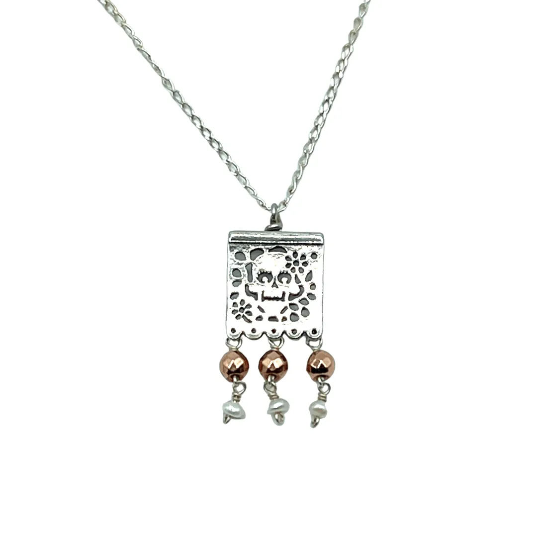 Calavera Papel Picado Pendant