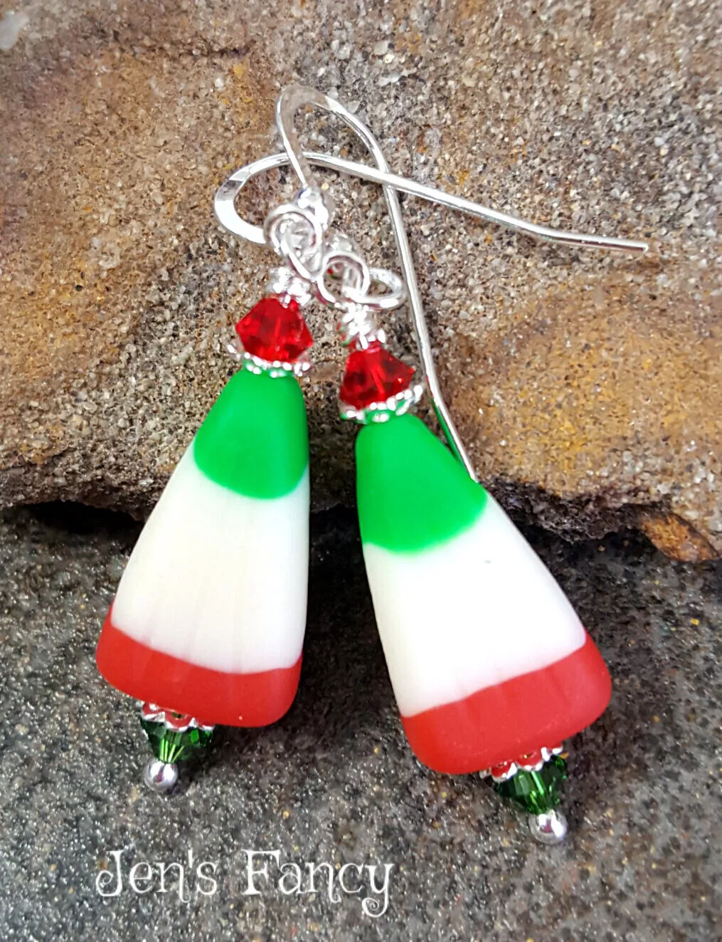 Christmas Candy Earrings Sterling Silver, Unique Handcrafted Christmas Jewelry