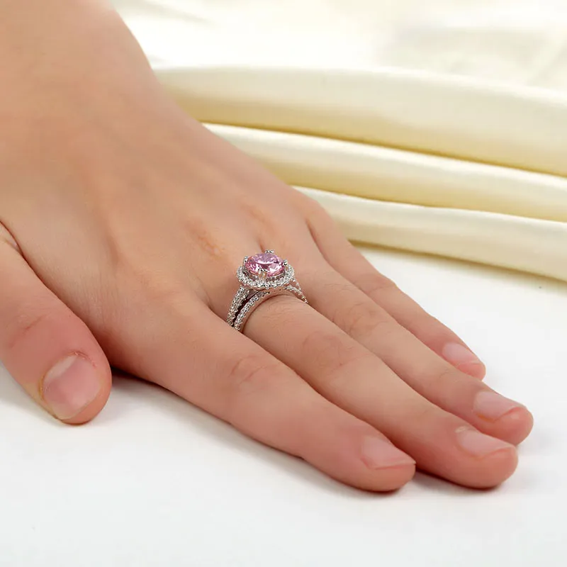 Classy Pink Halo Ring