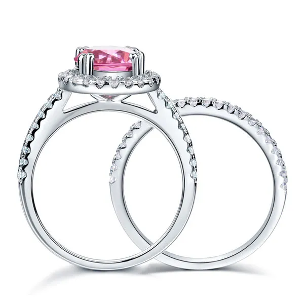 Classy Pink Halo Ring