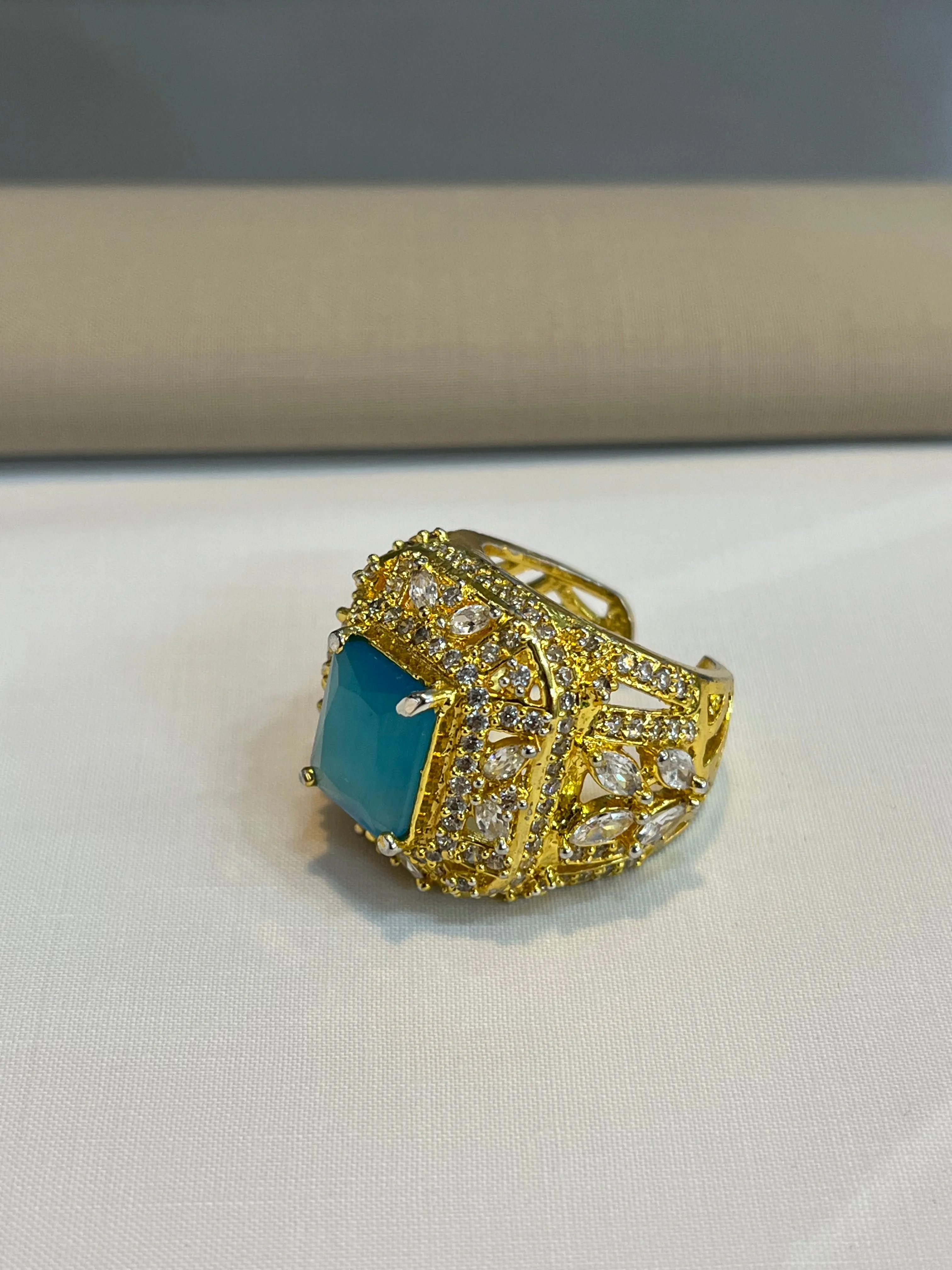 Classy Style Big Centred Stone Ring (Adjustable)