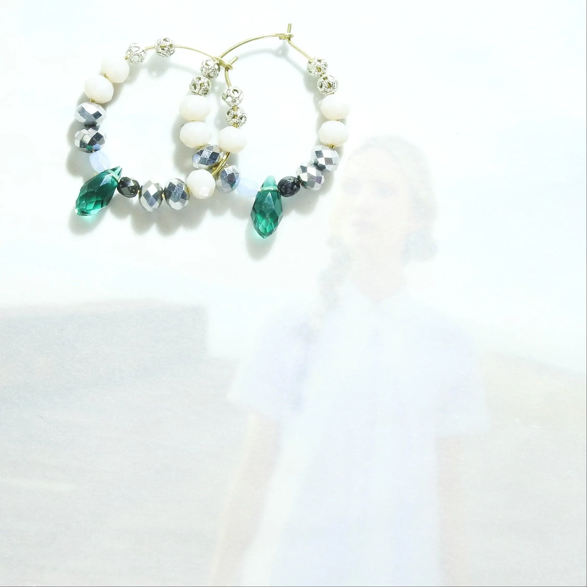 Colorful beaded hoop earrings