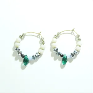Colorful beaded hoop earrings
