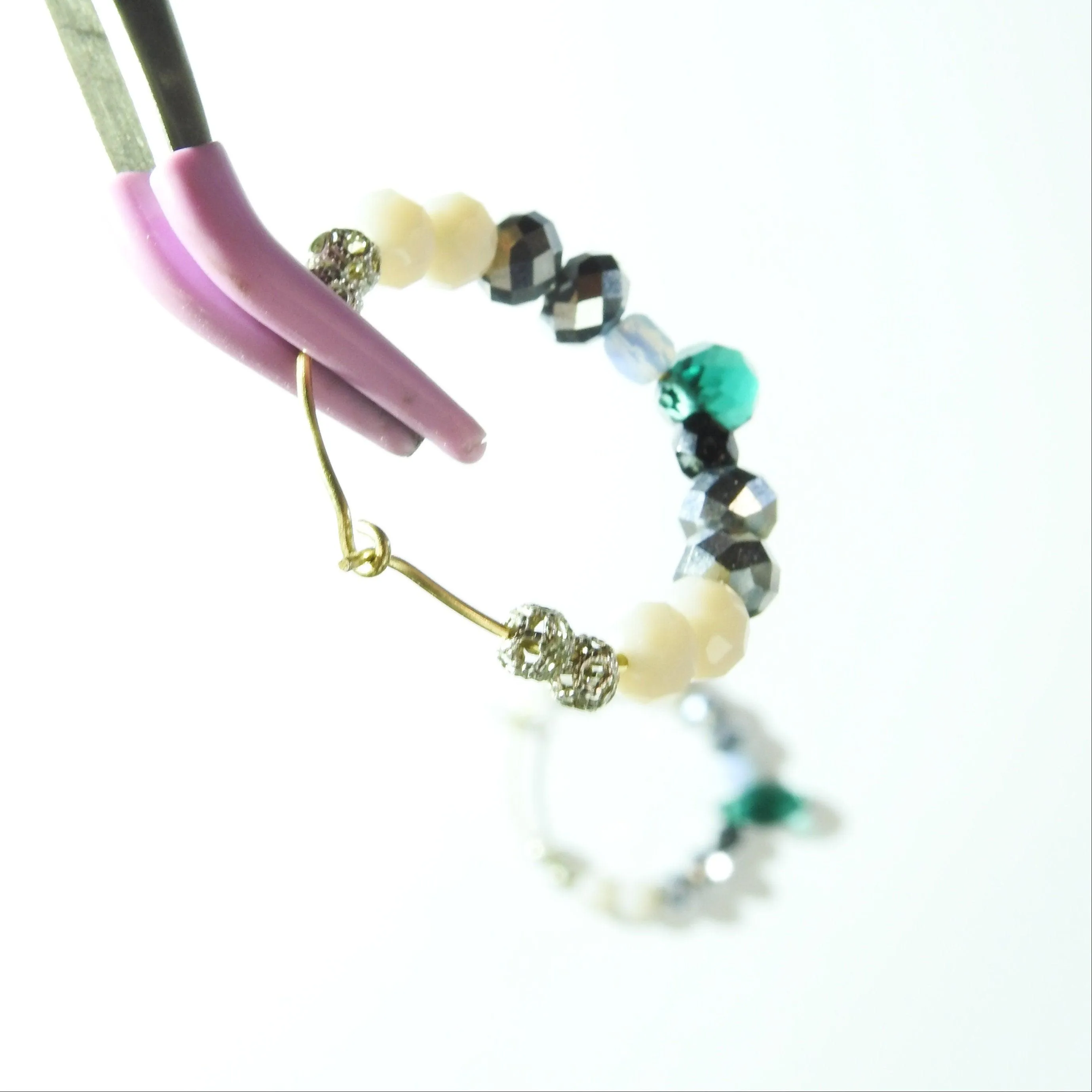 Colorful beaded hoop earrings