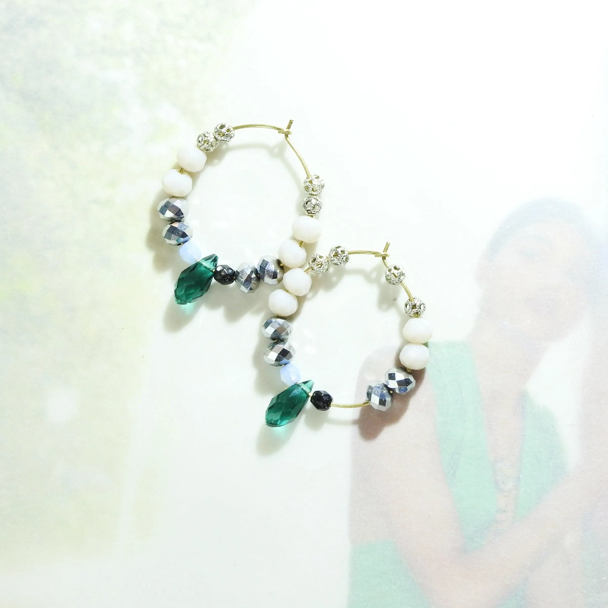 Colorful beaded hoop earrings