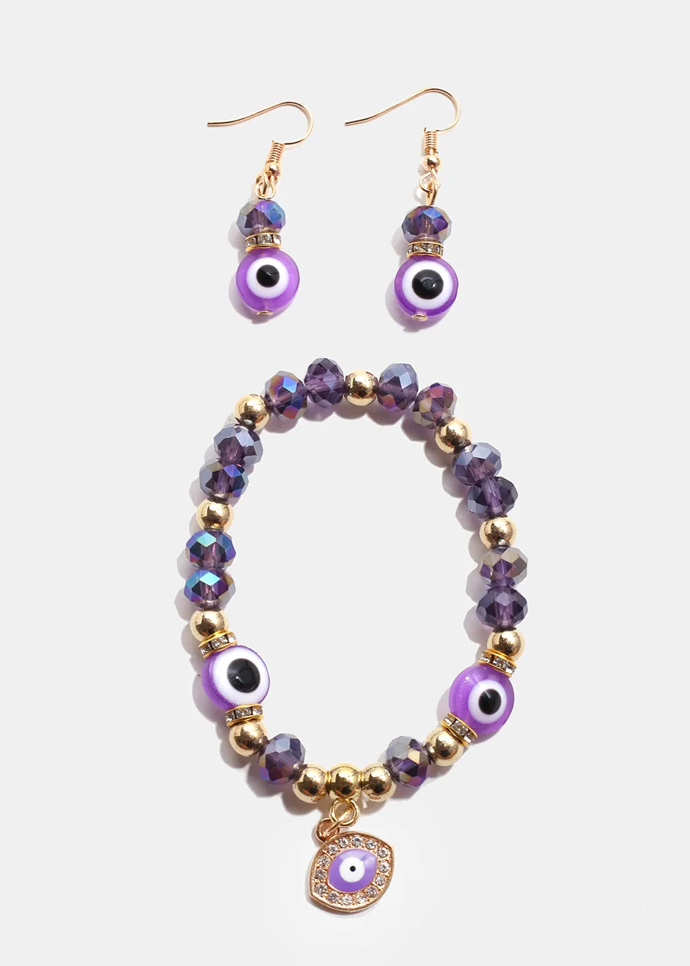 Colorful Evil Eye Bracelet & Earring Set