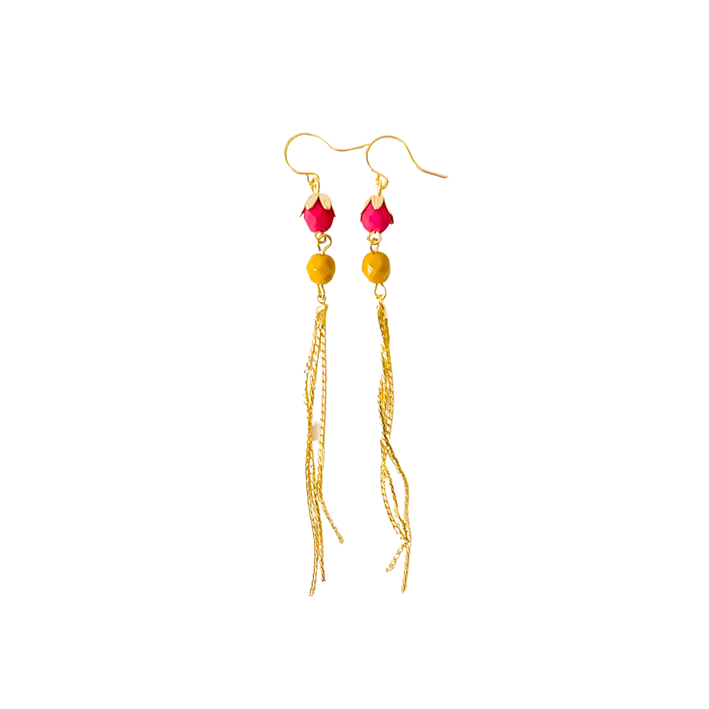 Colorful Gold Chain Tassel Earrings