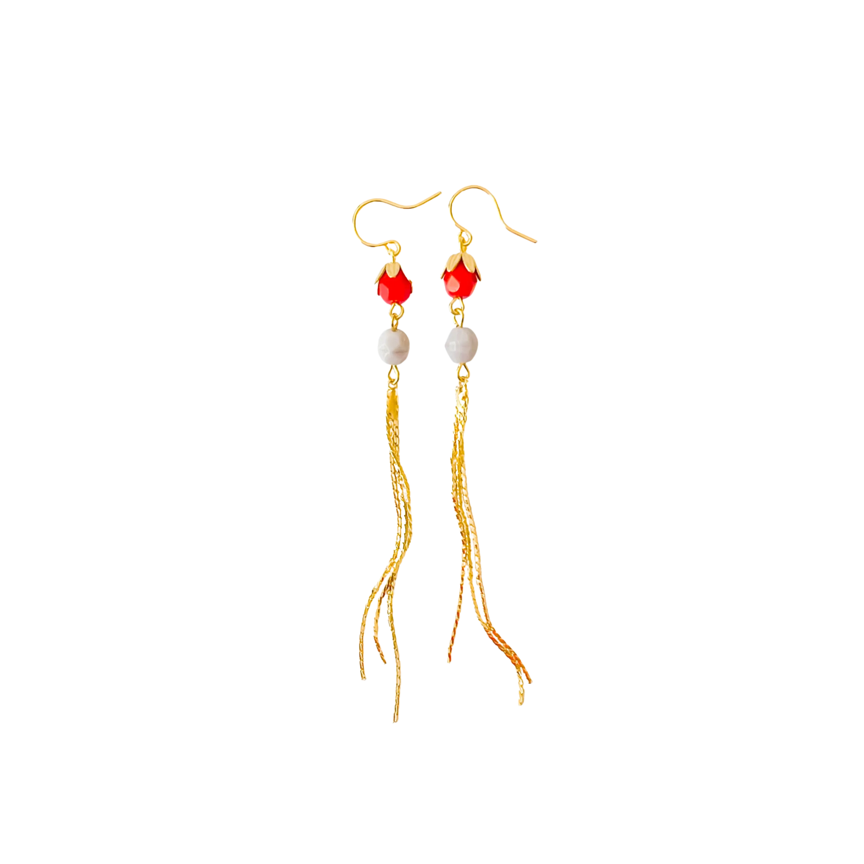 Colorful Gold Chain Tassel Earrings