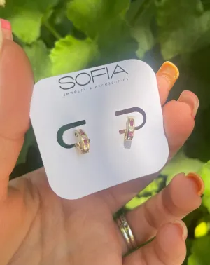 Colorful Huggies 14k Gold Earrings