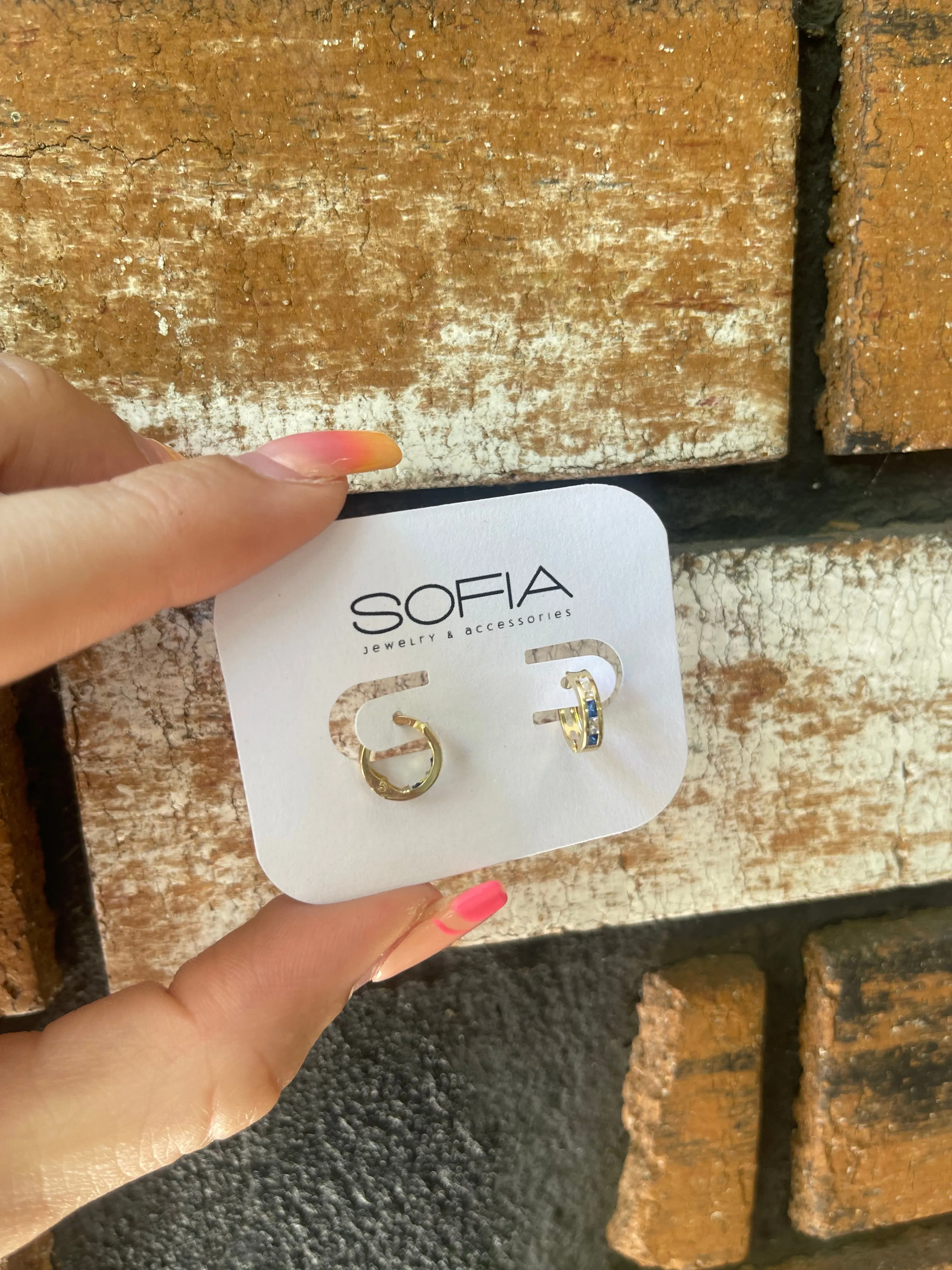 Colorful Huggies 14k Gold Earrings