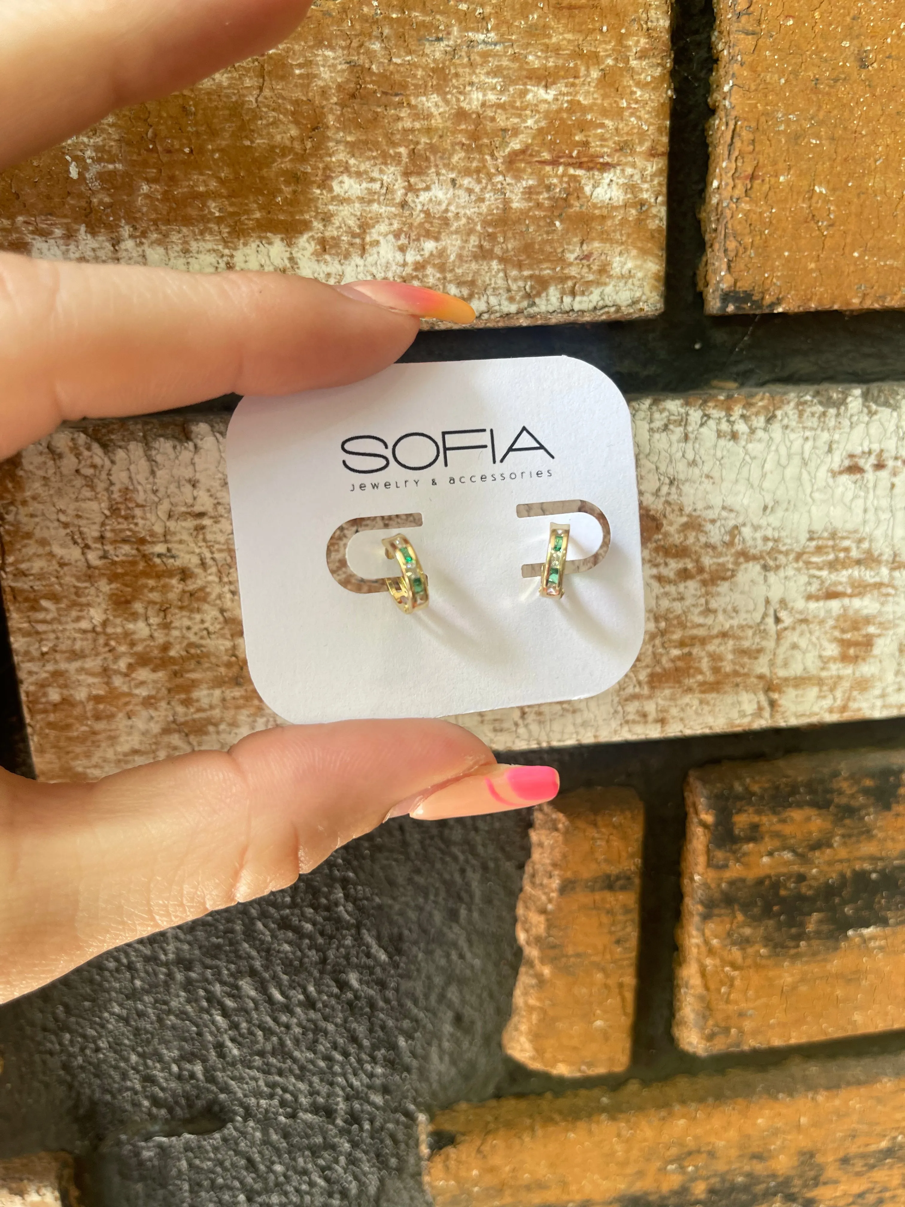 Colorful Huggies 14k Gold Earrings