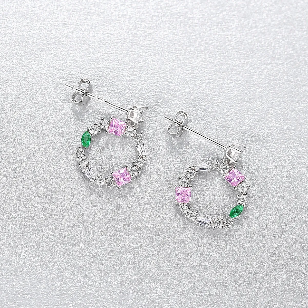Colorful Round Dangle S925 Silver Earrings
