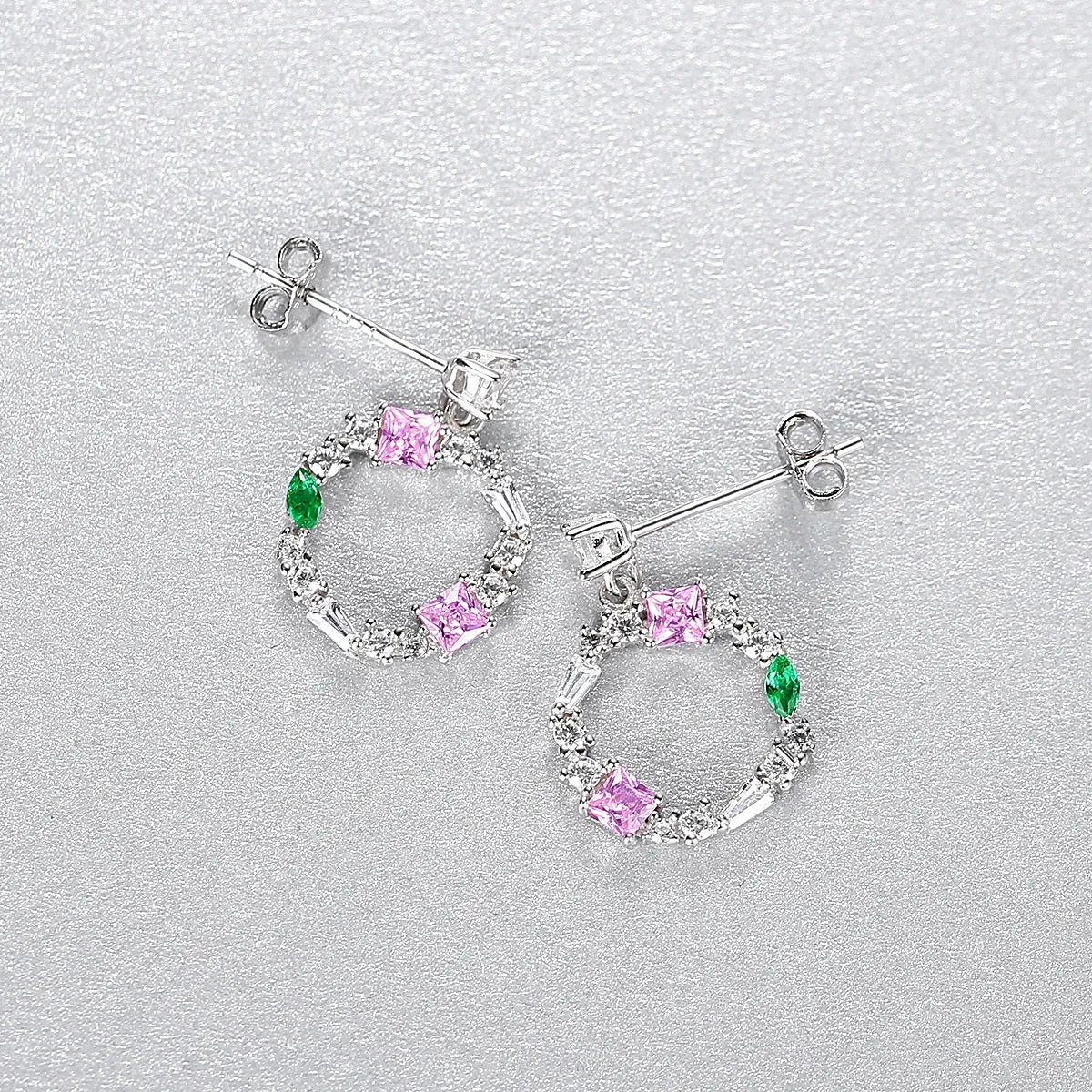 Colorful Round Dangle S925 Silver Earrings