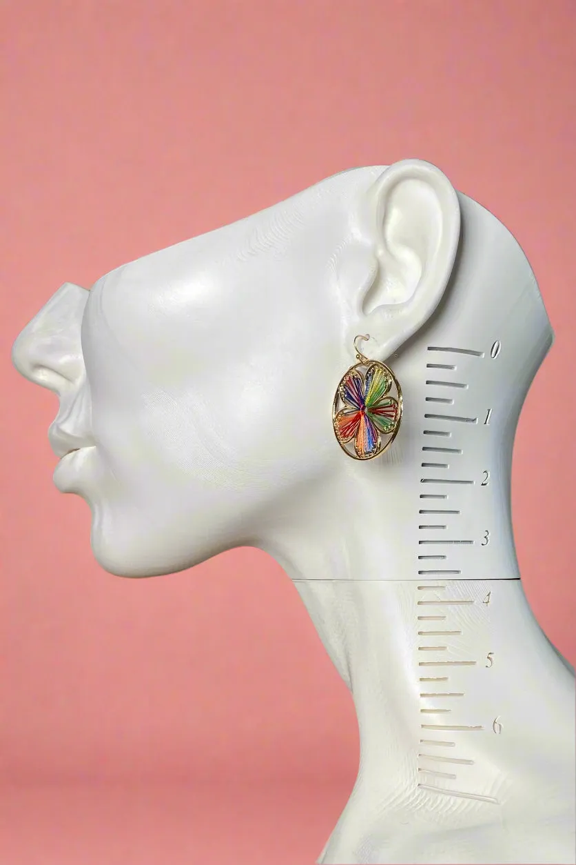 Colorful Stitched Flower Earrings