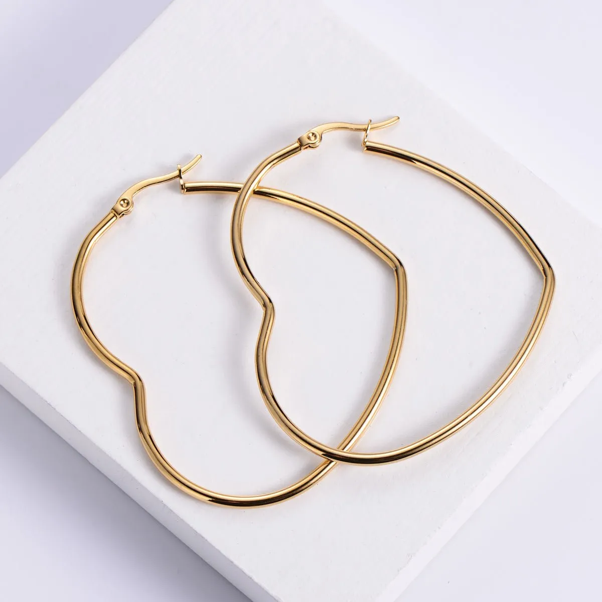 Cute Unique Heart Hoop Earrings For Women