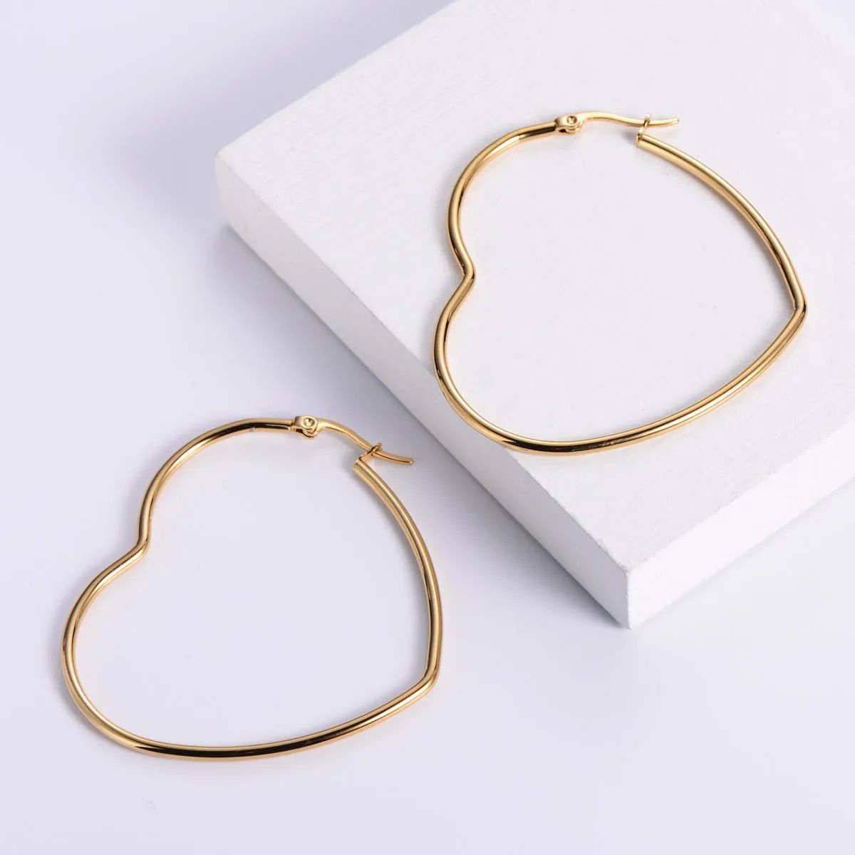 Cute Unique Heart Hoop Earrings For Women