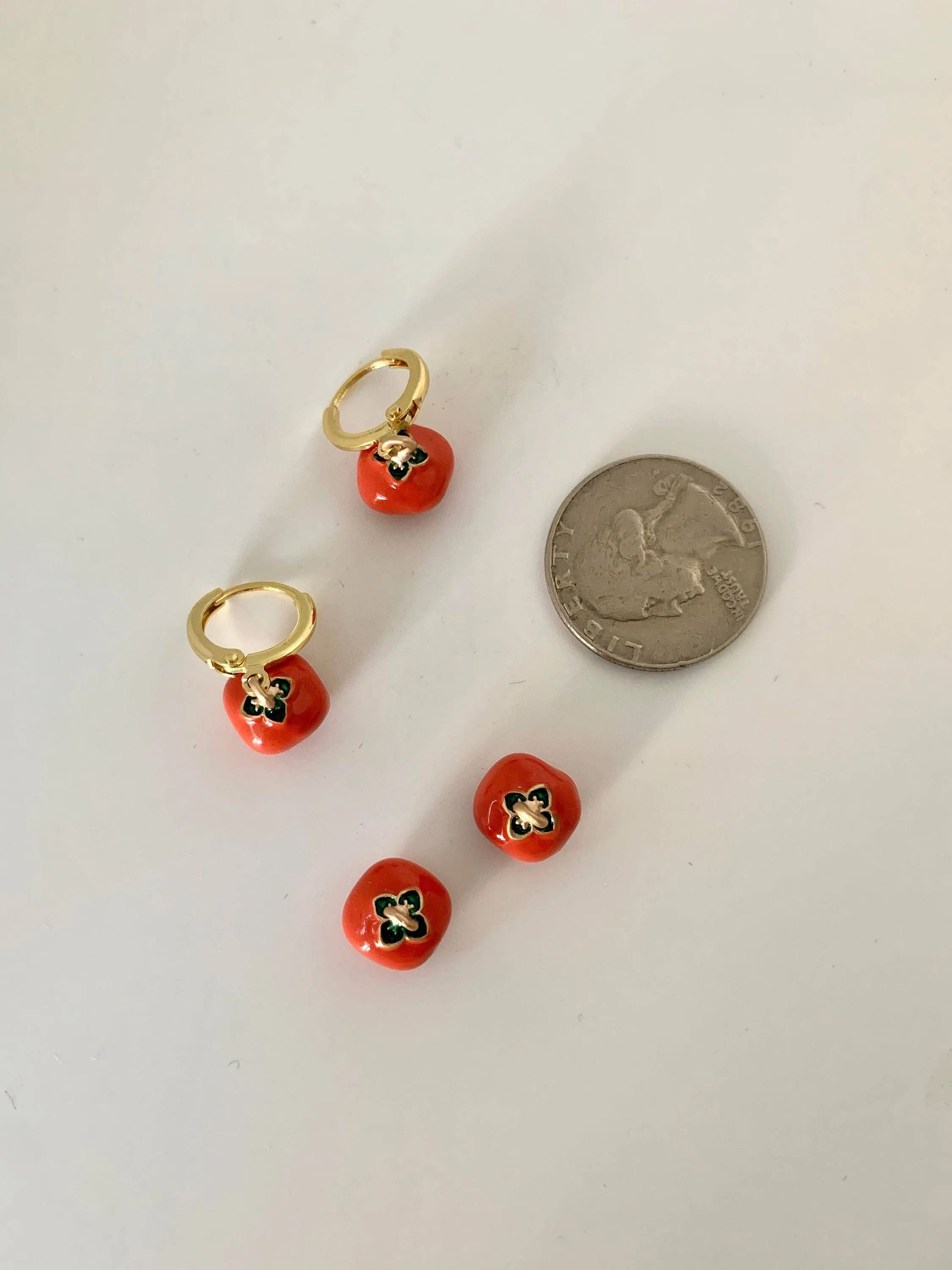 Dainty Tomato Huggie Hoop Earrings – Playful & Unique Statement Jewelry