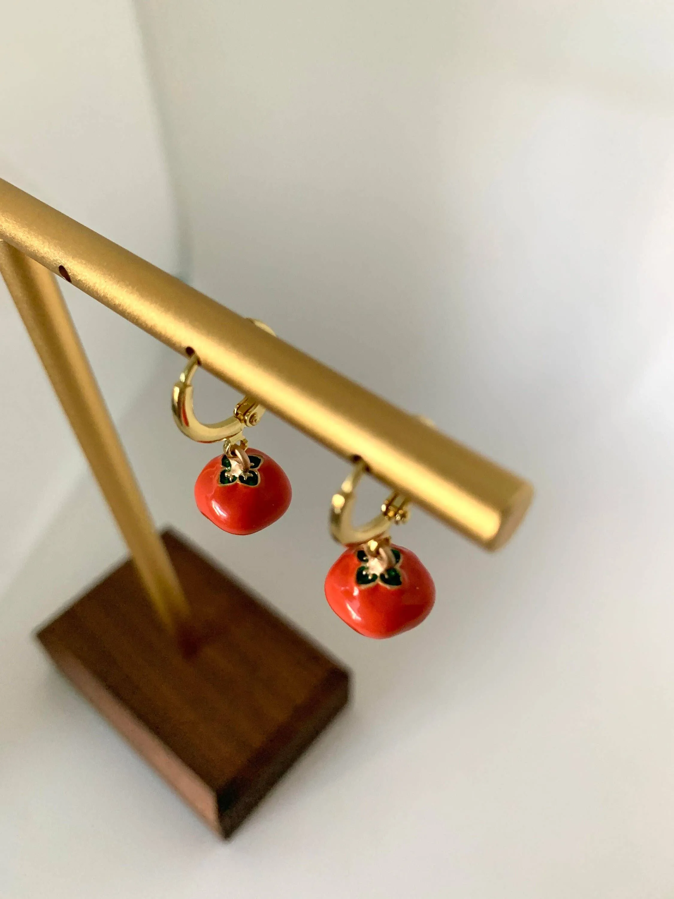 Dainty Tomato Huggie Hoop Earrings – Playful & Unique Statement Jewelry