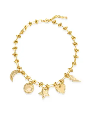 Dangling Charm Necklace in Gold