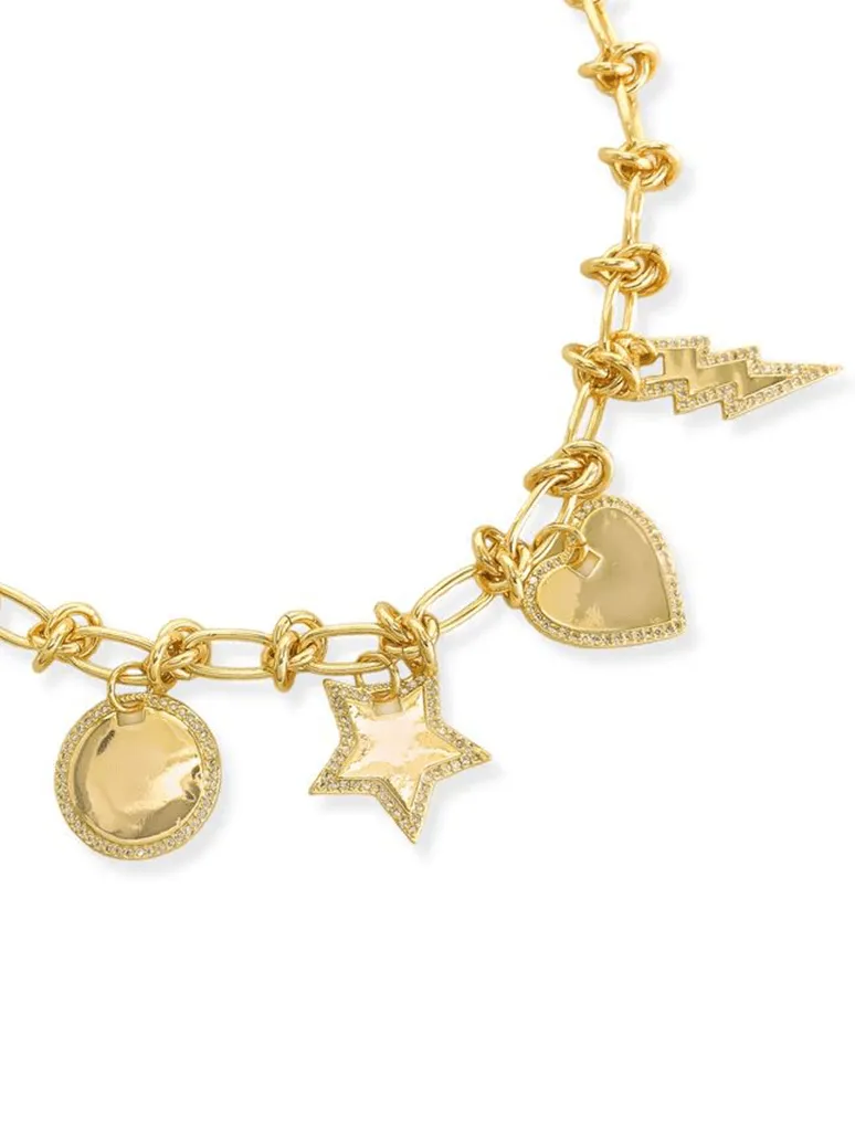 Dangling Charm Necklace in Gold