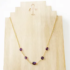 Dark Purple Mystic Kyanite Segmented Short Necklace in Gold or Silver (17 inches)