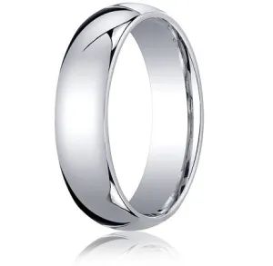 Designer 10K White Gold Wedding Band with Domed Comfort Fit – 6 mm