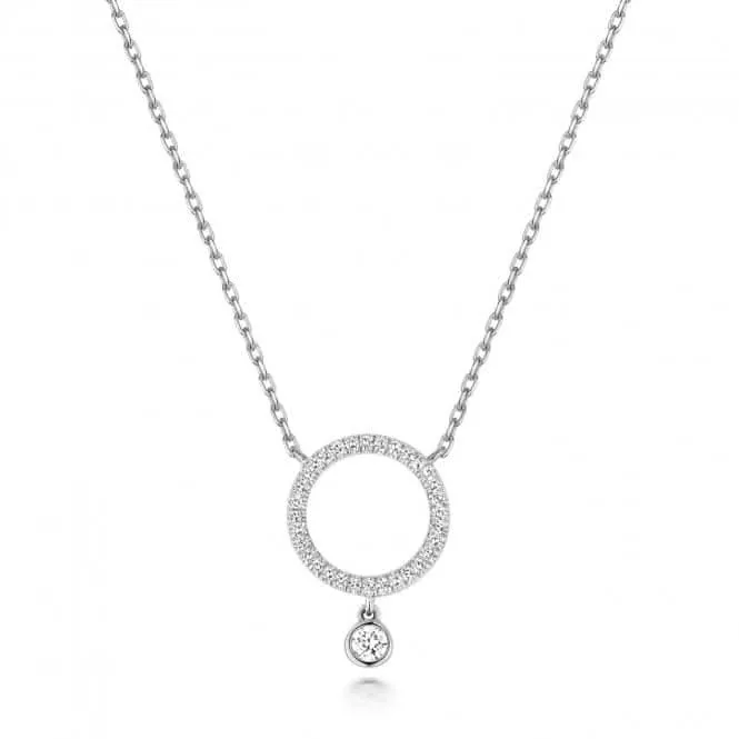 Diamond Jewellery 9ct White Gold Diamond Circle Drop Necklace ND139W
