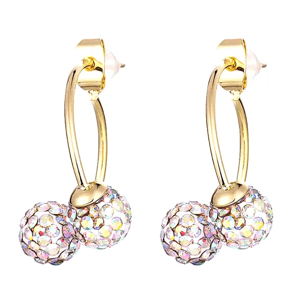 Double Rhinestone Disco Ball Hoop Earrings