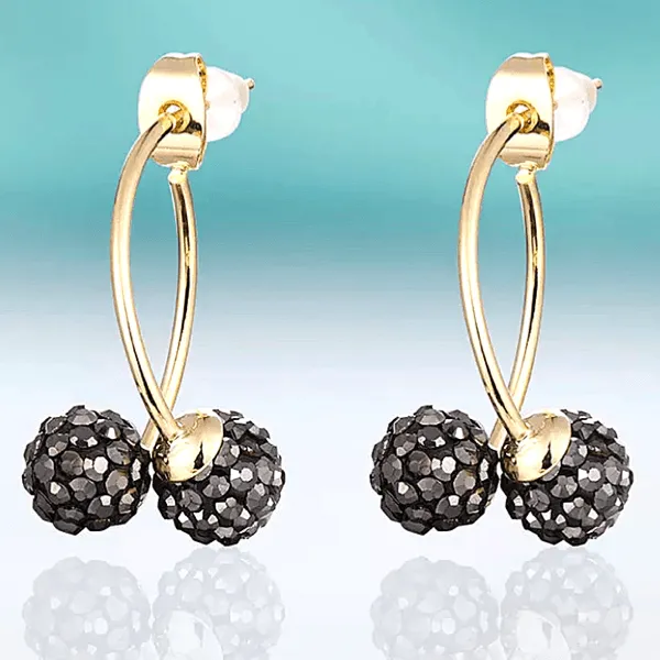 Double Rhinestone Disco Ball Hoop Earrings