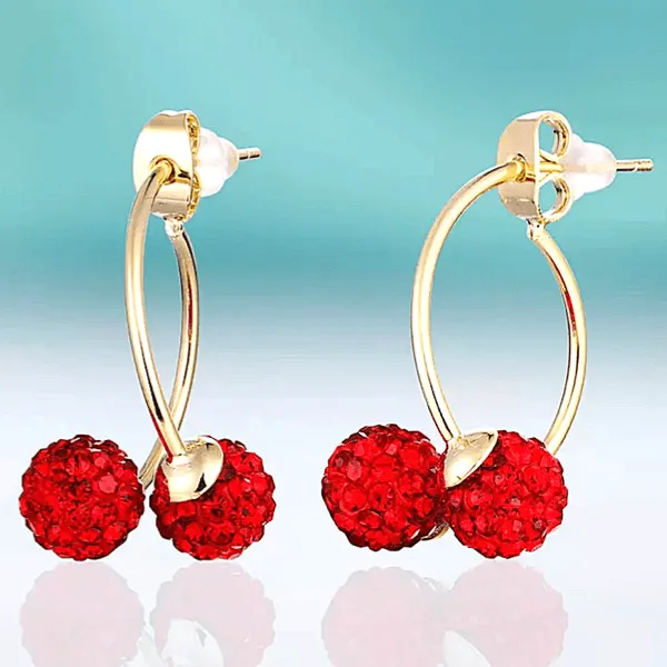 Double Rhinestone Disco Ball Hoop Earrings