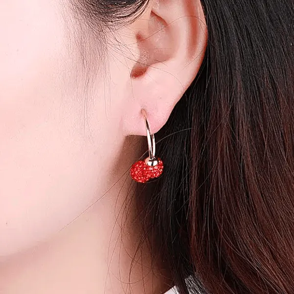 Double Rhinestone Disco Ball Hoop Earrings