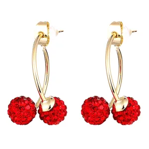Double Rhinestone Disco Ball Hoop Earrings
