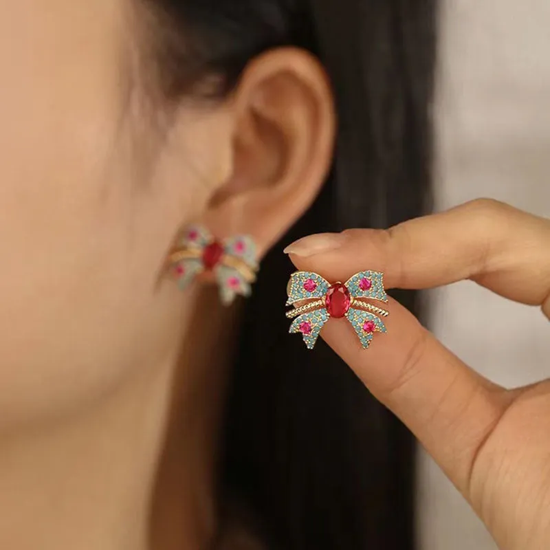 E1493 - Colorful Bowknot Earrings
