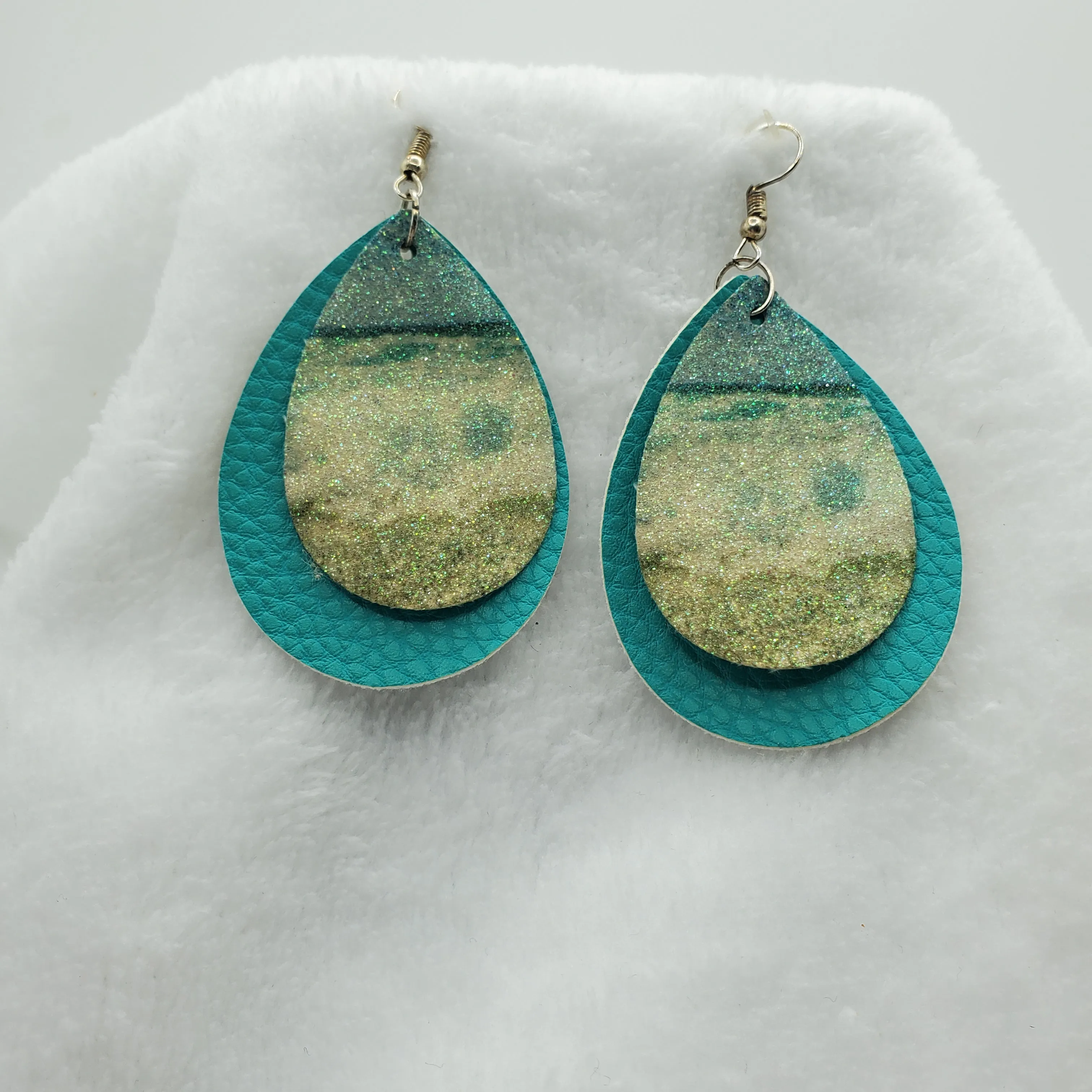 Earrings Leather Teardrop Beach Themed